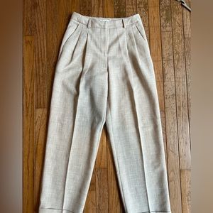 Topshop, size 2, cream high waisted, cropped/cuffed trouser pants.